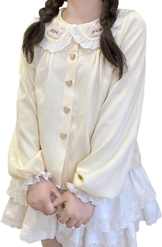 くま Ｔシャツ ブラウス ゆめかわ 熊 M ぬいぐるみ　夢展望系　地雷　量産型白 くまTシャツゆめかわ約着丈70身幅57熊ぬいぐるみテディベ ア夢